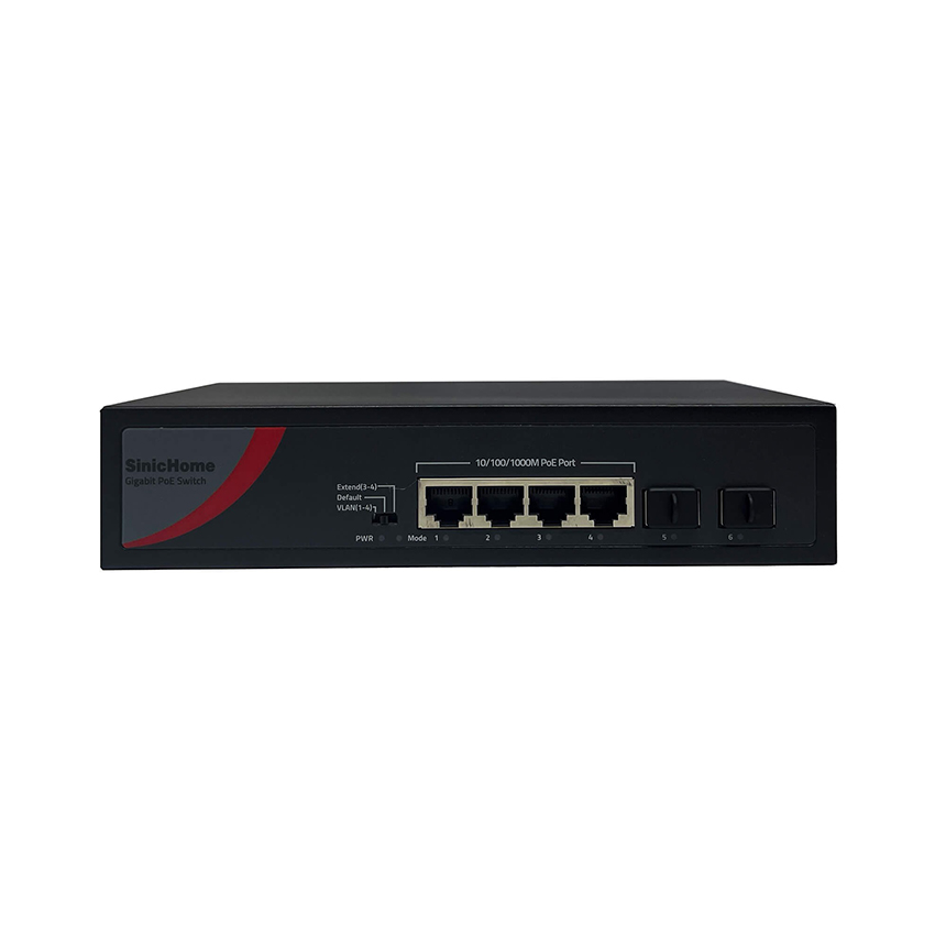 Switch PoE 4 cổng Sinic SN-5104P-FGE(V1) (4 PoE Gigabit, 2 Uplink, 65W)