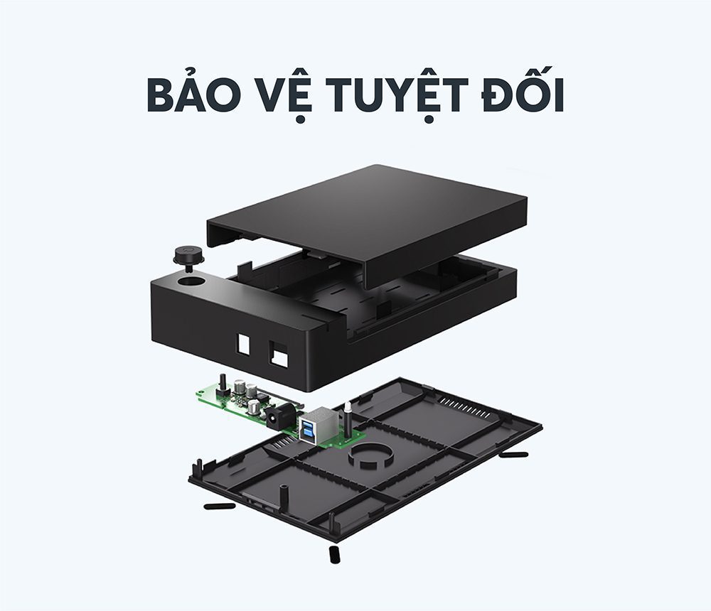 Hộp đựng ổ cứng 3.5/2.5 inch UGREEN US222 50423 hỗ trợ 10TB chân cắm tròn