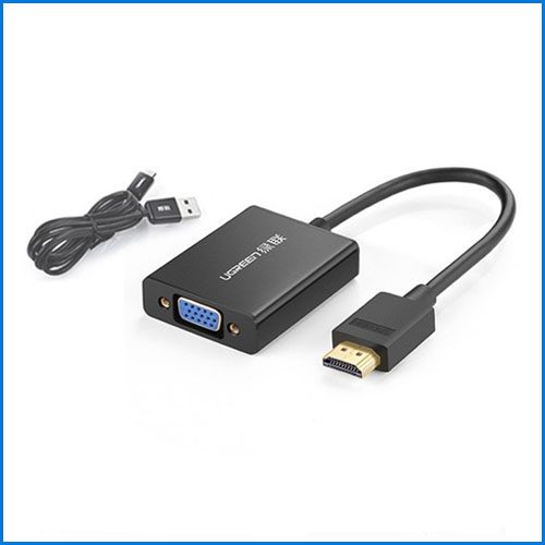 Cáp chuyển đổi Micro HDMI to VGA+Audio chính hãng Ugreen 40268 cao cấp màu đen