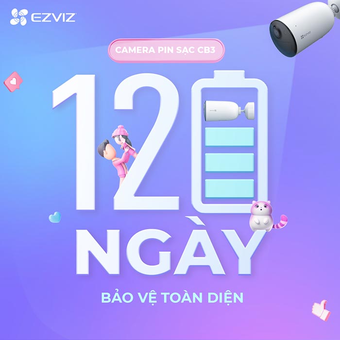 Camera WiFi Ngoài trời Dùng Pin EZVIZ NT-CB3 Có màu -FHD