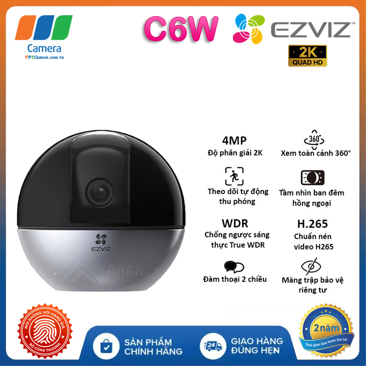 Trọn bộ Camera Hikvision EZVIZC6W 360° Full 2K âm thanh 2 chiều