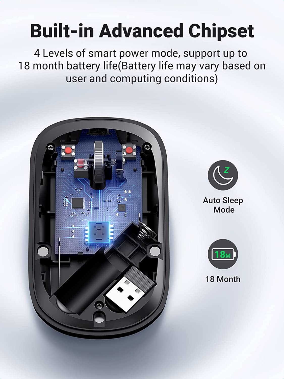 Chuột máy tính không dây Silent Ugreen MU001 90674 Màu xanh ngọc, kết nối qua USB