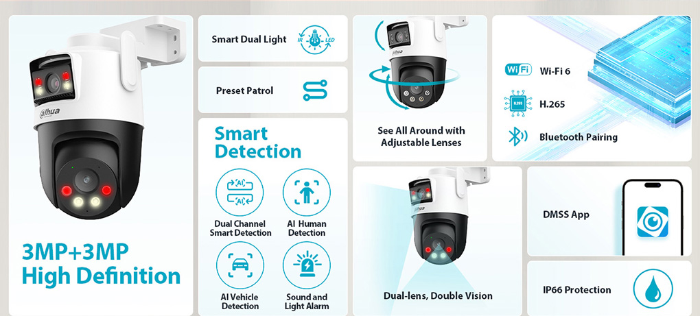 Camera Wifi DAHUA Picoo Dual D1 6MP (DH-P3D-3F-PV)