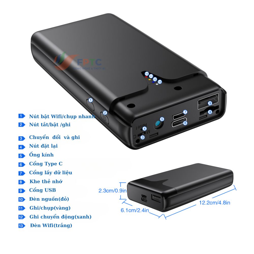 Camera Ngụy Trang KS8 Pro 4K – Pin 10h, EIS, Ghi Hình Qua App