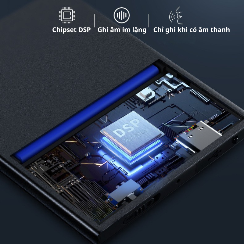 Máy ghi âm Q8 Pro Siêu mỏng 6mm, Pin 100 Giờ, Ghi Âm Cực Nét
