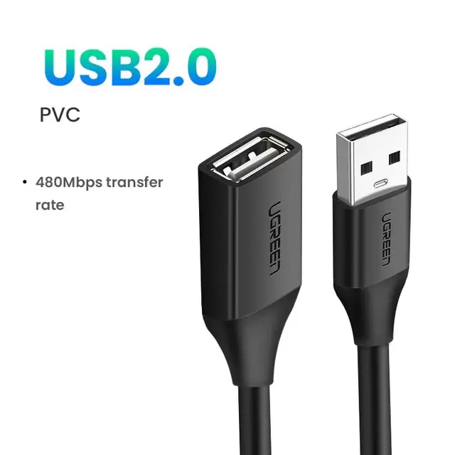 Dây nối dài USB 2.0 UGREEN US103 USB-A đực sang USB-A Cái 10313 Dài 0.5m
