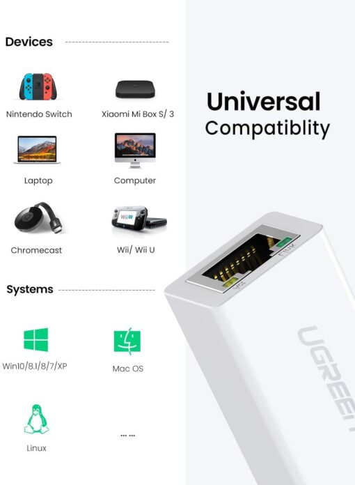 Bộ chuyển đổi USB 2.0 sang LAN 10/100 Mbps CR110 20254 Màu Đen