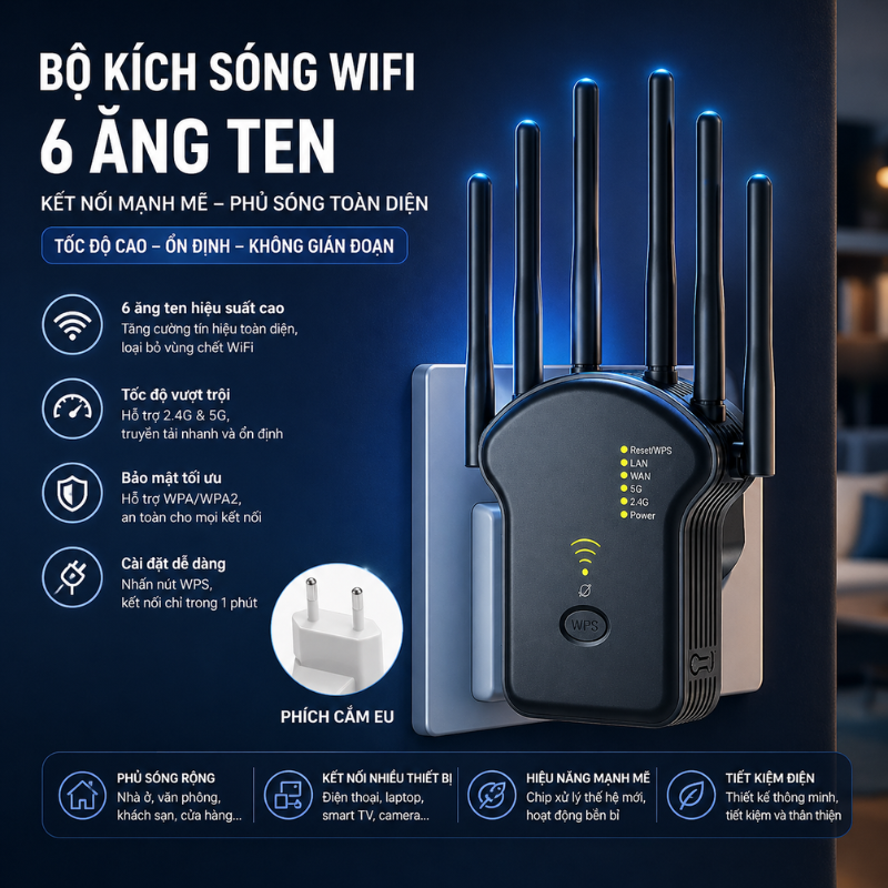 A6T Bộ Tiếp Sóng WiFi Có Camera Full HD – Xem Từ Xa Qua Điện Thoại