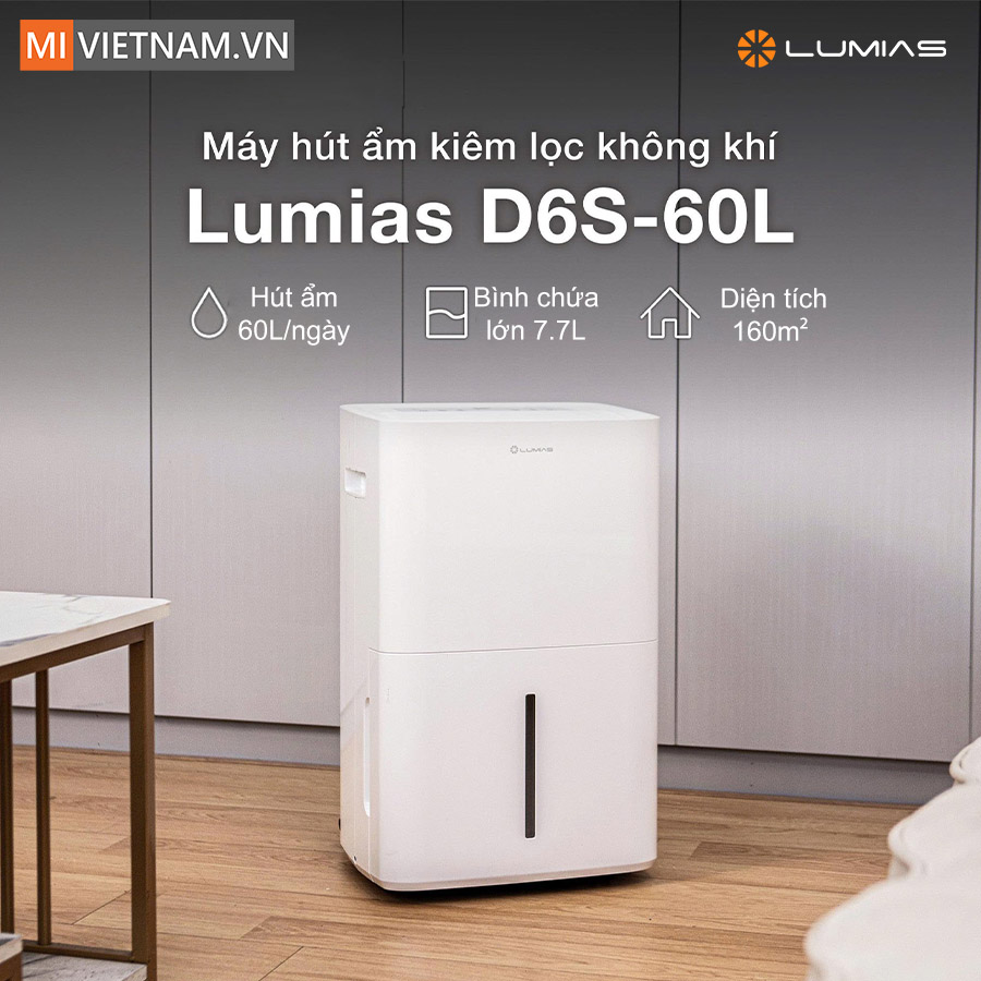 Máy hút ẩm kiêm lọc không khí Lumias D6S-60L (60 lít/ngày)