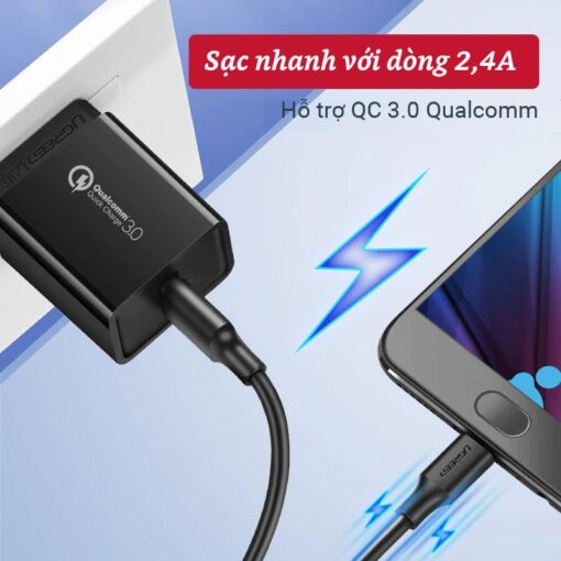 Cáp sạc nhanh Micro USB hỗ trợ sạc nhanh truyền dữ liệu Ugreen US289 60134 Dài 0.25m