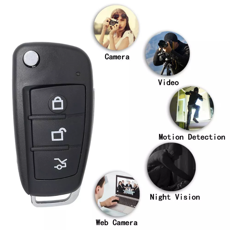 Camera Ngụy Trang Móc chìa khóa Ô Tô KTOS -  Quay Offline hình ảnh Video siêu nét âm thanh rõ