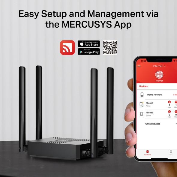 Bộ phát Wifi Mercusys MR62X (Wifi 6 AX1500 4 ăng ten)