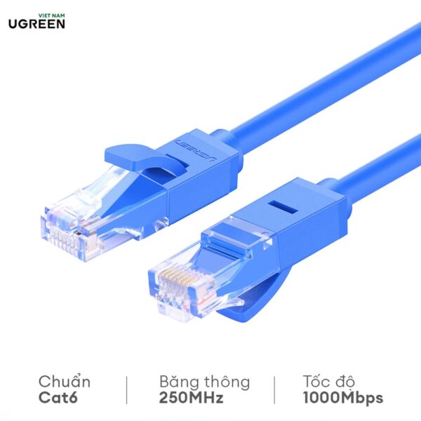 Dây cáp mạng Cat6 UGREEN NW102 11209 cáp tròn màu xanh Dài 30m