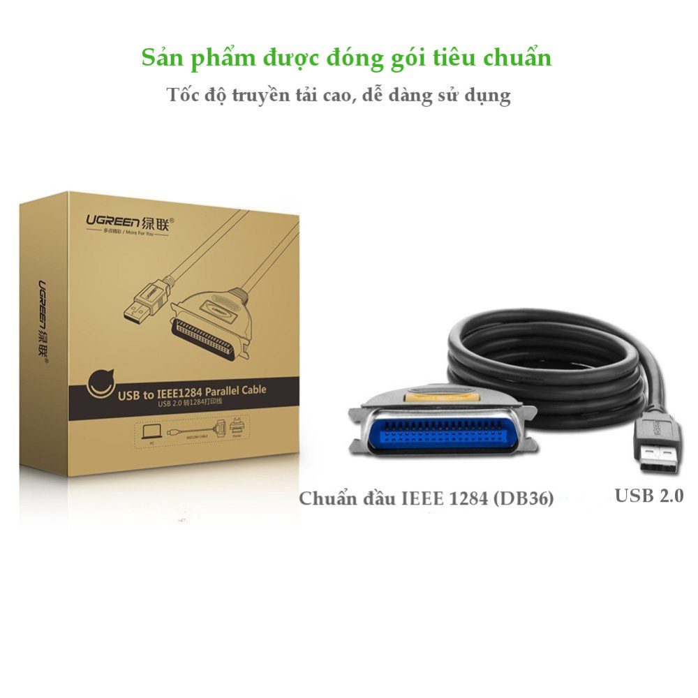 Dây cáp máy in USB sang IEEE1284 Parallel dài 2m UGREEN CR124 20225