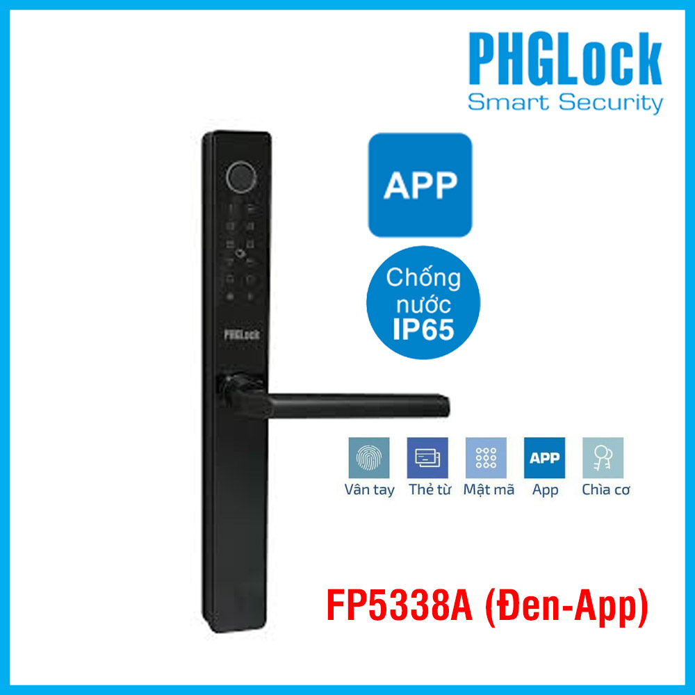 Khóa điện tử cho cửa nhôm PHGLOCK FP5338A (Đen-App)