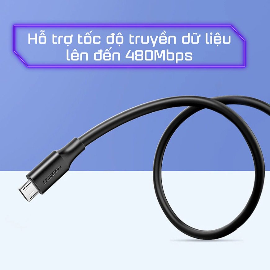 Cáp sạc nhanh Micro USB hỗ trợ sạc nhanh truyền dữ liệu Ugreen US289 60134 Dài 0.25m