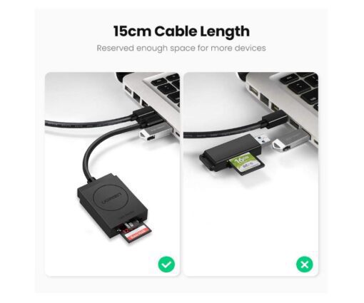 Đầu đọc thẻ UGREEN CR127 20250 hỗ trợ thẻ TF và SD đầu vào USB 3.0