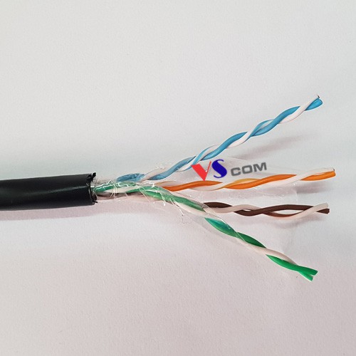 Dây Cáp mạng vỏ PE trong nhà & ngoài trời Cat5e VSCOM lõi đồng nguyên chất ( cuộn 305M)