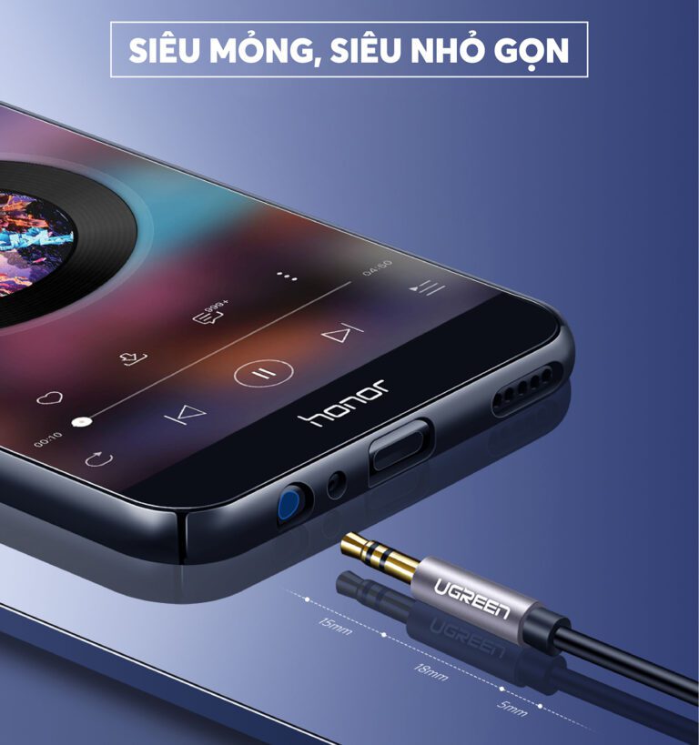 Dây cáp nối dài 3.5mm UGREEN AV118 60845 hỗ trợ Mic Màu Đen Dài 0.5m