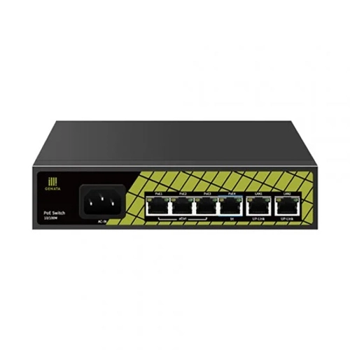 Switch PoE 4 cổng GENATA P9206EA (4 PoE + 2 uplink)