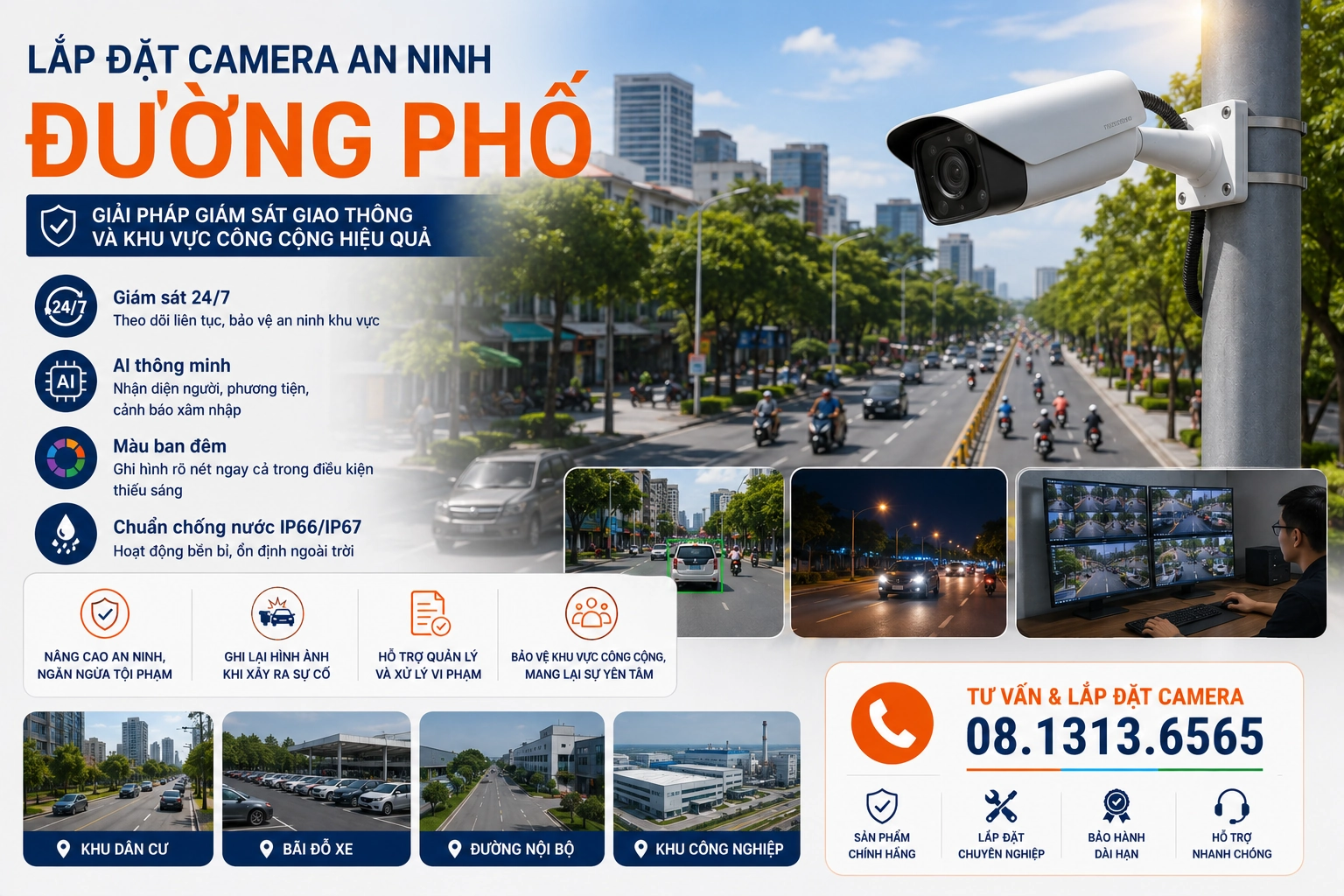 Lắp Đặt Camera An Ninh Đường Phố Chuyên Nghiệp, Quan Sát 24/7