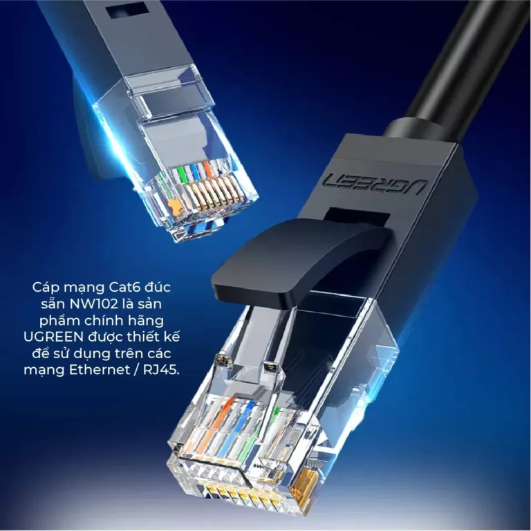 Dây cáp mạng Cat6 dẹt UGREEN NW102 màu đen 50179 Dài 12m