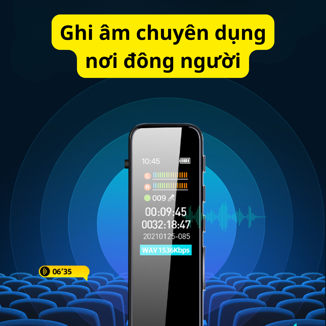 Máy Ghi Âm Chuyên Nghiệp RV18 Mrobo: Ghi âm 30h - Lọc âm DPS - Siêu mỏng 7mm