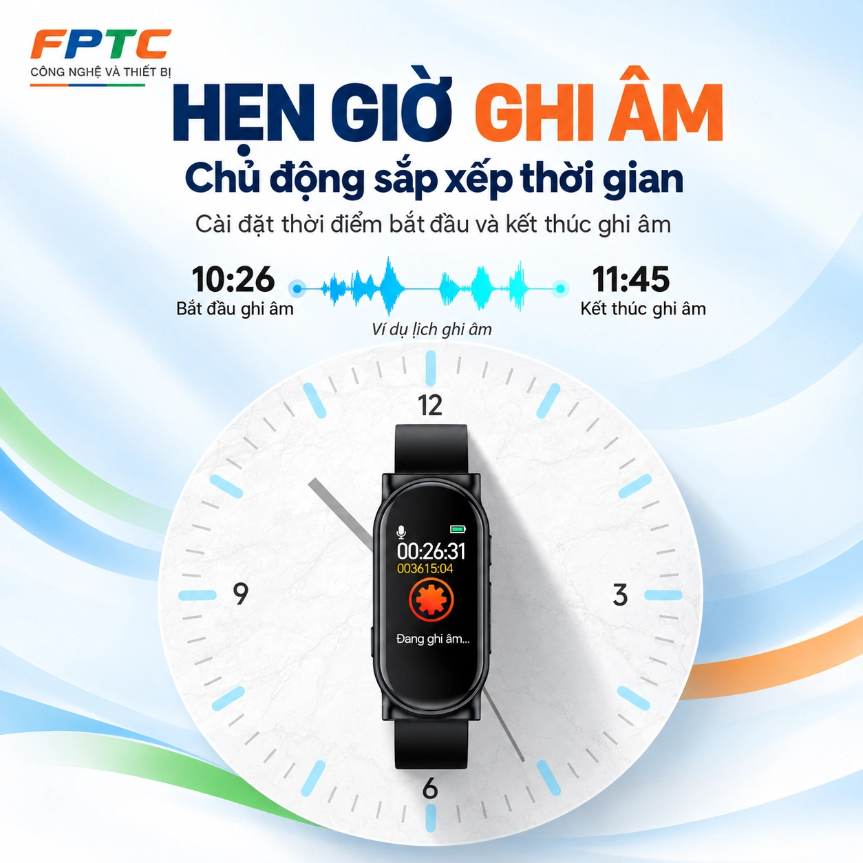 Máy ghi âm đồng hồ đeo tay Lenovo C1 – Ghi liên tục 24 giờ