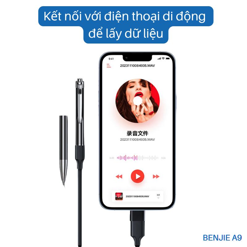 Bút ghi âm Benjie A9 Ghi âm 24h, Âm thanh rõ nét, lọc âm DSP cao cấp