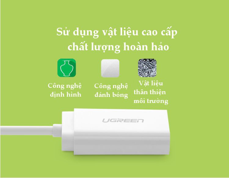 Dây USB 2.0 mở rộng sang đồng thời 2 cổng 3.5mm cho tai nghe + mic không cần driver UGREEN US205 30143 Màu Trắng