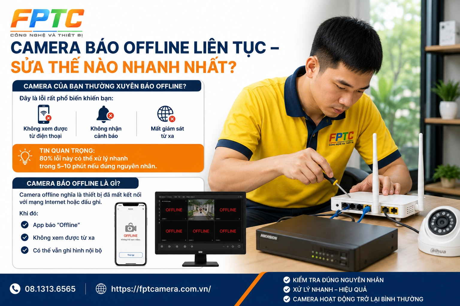 Camera báo offline liên tục – cách sửa nhanh & bảng giá chi tiết