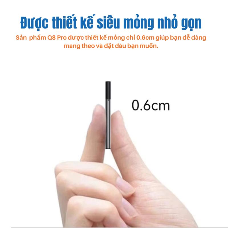 Máy ghi âm Q8 Pro – Siêu mỏng 6mm, Pin 100 Giờ, Ghi Âm Cực Nét