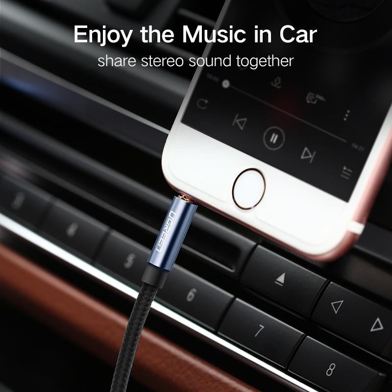 Dây âm thanh 3.5mm UGREEN AV112 10687 Vỏ bện vải sợi tổng hợp dài 2m Màu tím than