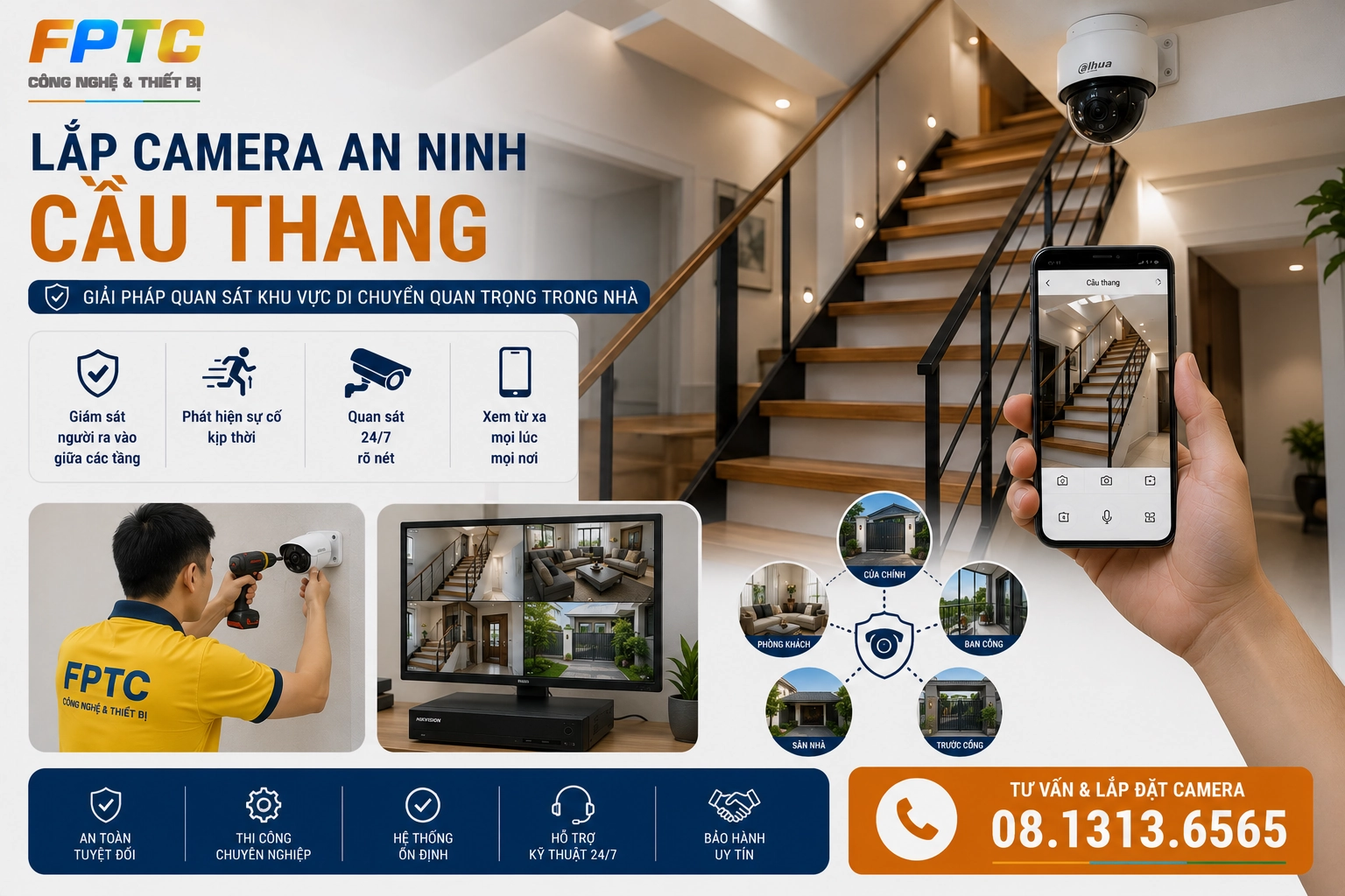 Lắp Camera An Ninh Cầu Thang | Tư Vấn Vị Trí Lắp Phù Hợp