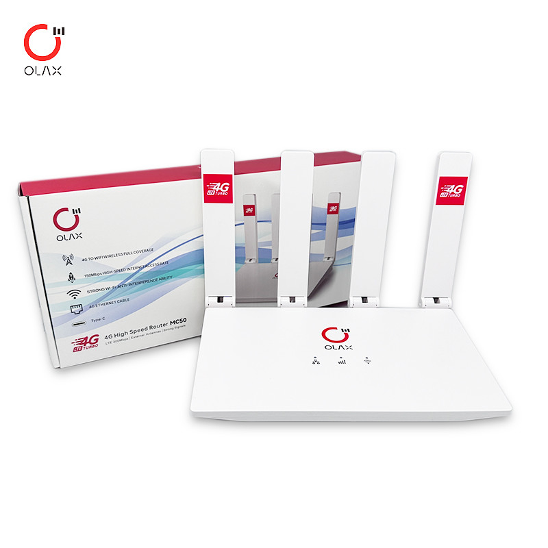 Bộ phát Wifi OLAX MC50 4G LTE Turbo, 4 Ăng Ten Ngoài , Kết Nối 10 Thiết Bị, Donwload: 150Mbps/ Upload :50Mbps