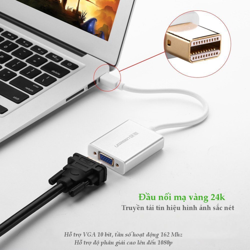 Dây chuyển đổi mini Displayport sang VGA vỏ hợp kim dài 15CM UGREEN 10403